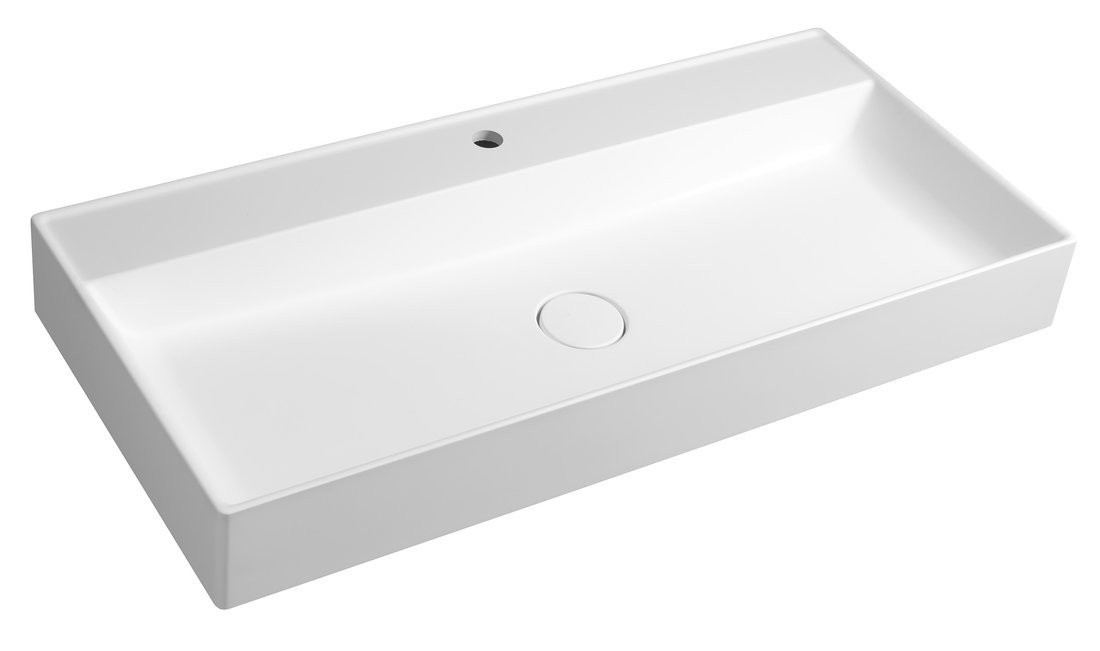 Sapho TWIG umyvadlo, litý mramor, 100x47cm, kryt výpusti, bílá