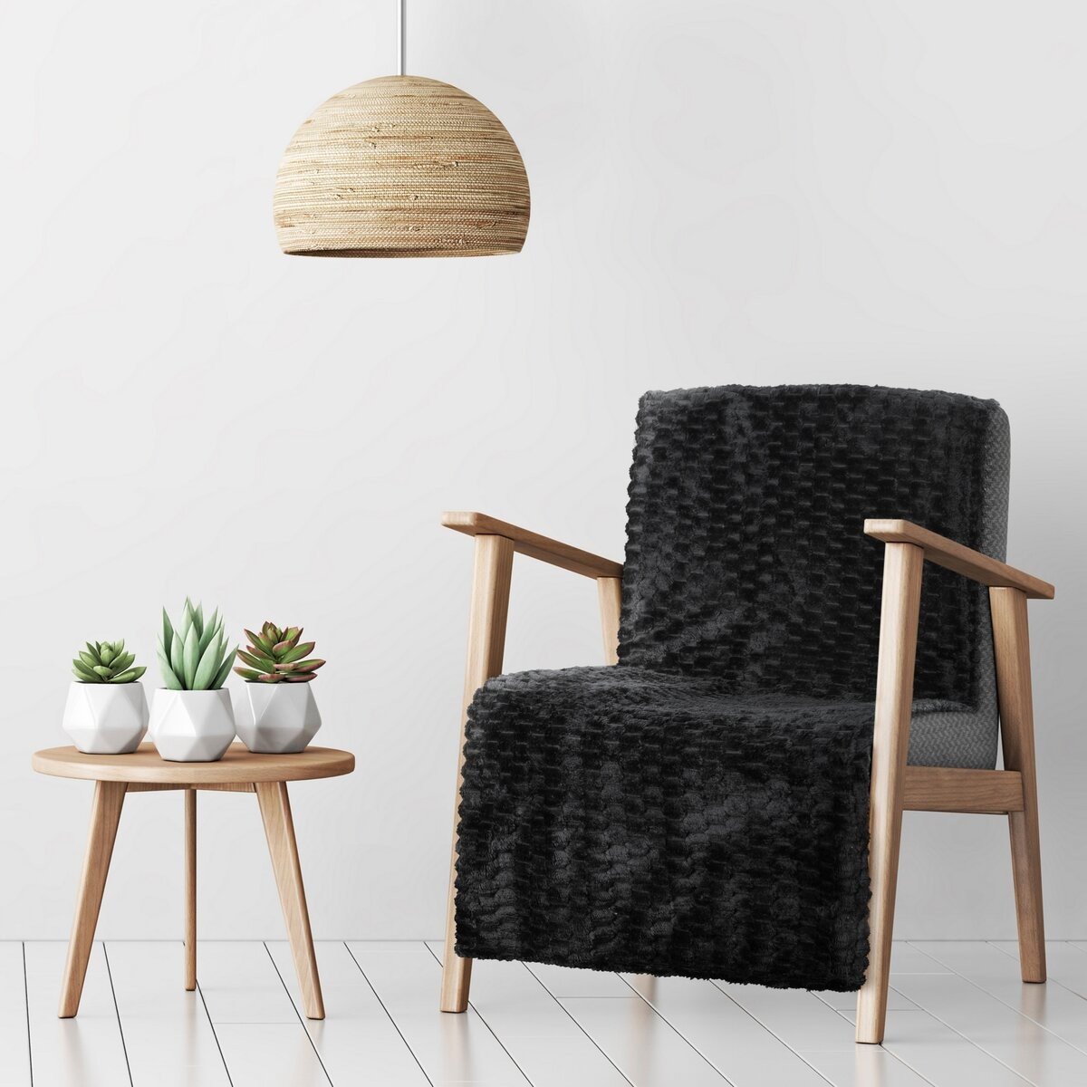 Přehoz na křeslo - sedačku FLANELA černá 70x160 cm Mybesthome