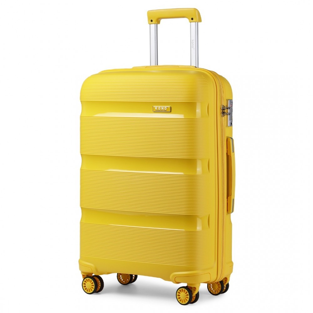 Cestovní kufr na kolečkách KONO Classic Collection - žlutý - 77L - polypropylén