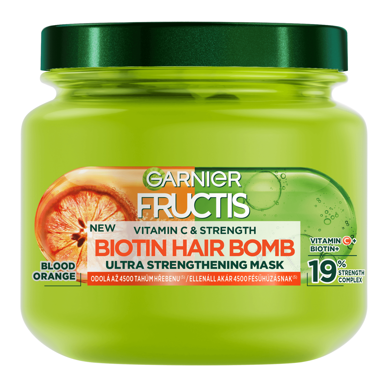 Garnier Fructis Vitamin & Strength Ultra posilující Biotin Hair Bomb maska pro slabé vlasy, 320 ml
