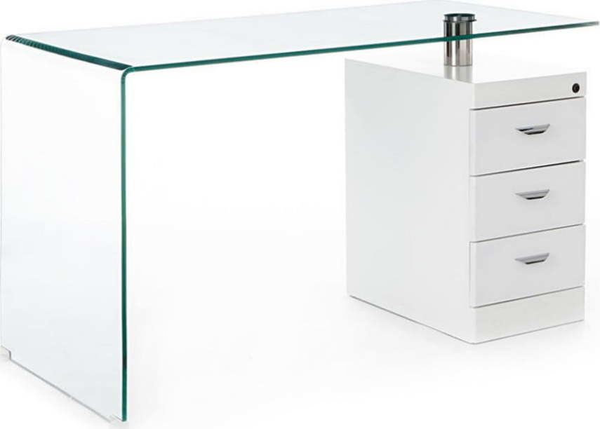 Pracovní stůl se skleněnou deskou 65x125 cm – Tomasucci
