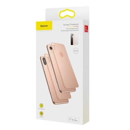 Baseus iPhone Xs Max 0.3 mm Full coverage curved T-Glass rear Protector Gold (SGAPIPH65-BM0V) SGAPIPH65-BM0V