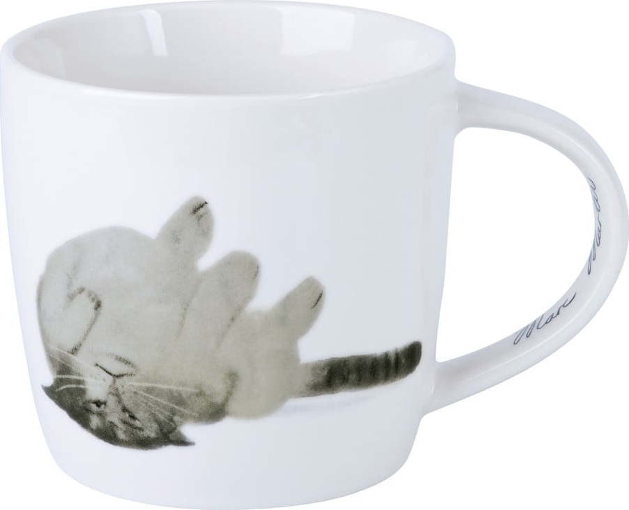 Bílý porcelánový hrnek 400 ml Upside Down Cat – Maxwell & Williams