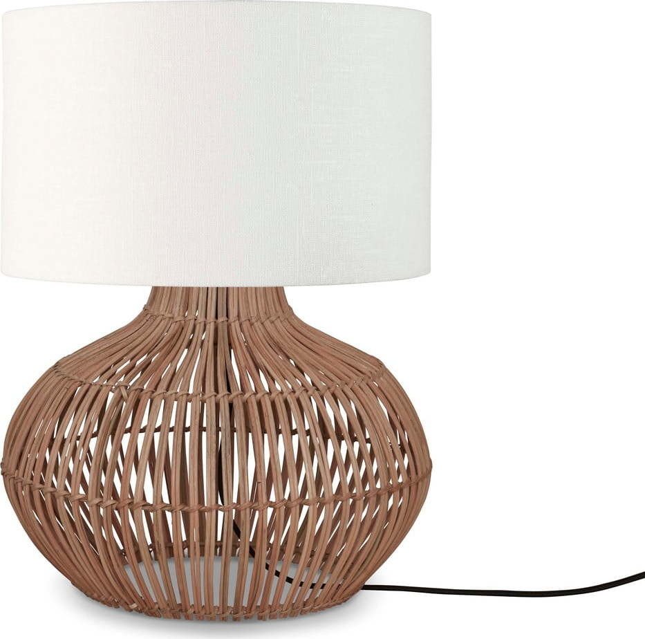 Stolní lampa s textilním stínidlem v bílo-přírodní barvě (výška 48 cm) Kalahari – Good&Mojo