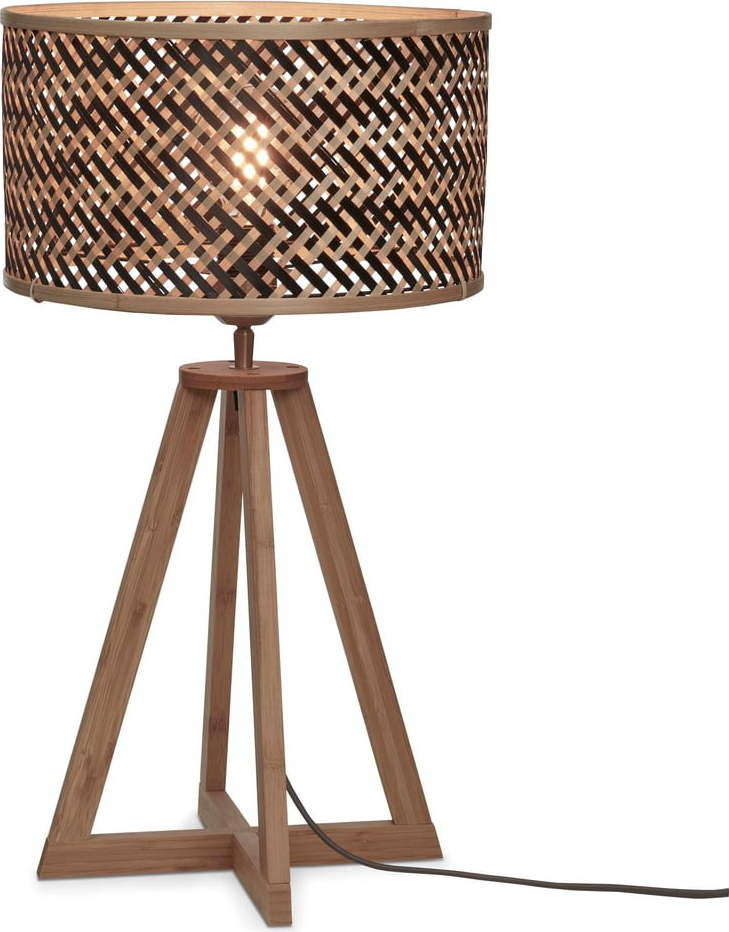 Stolní lampa s bambusovým stínidlem v černo-přírodní barvě (výška 53 cm) Java – Good&Mojo
