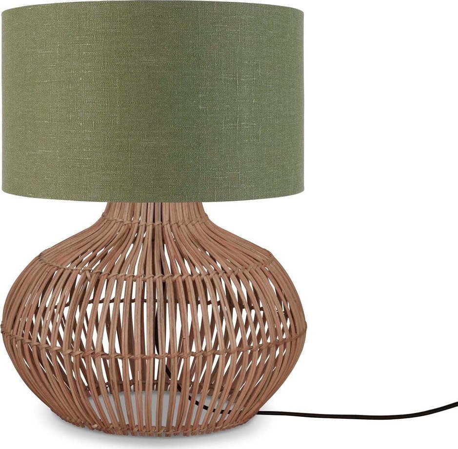 Stolní lampa s textilním stínidlem v zeleno-přírodní barvě (výška 48 cm) Kalahari – Good&Mojo