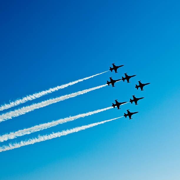 ozgurdonmaz Umělecká fotografie Fighter planes in airshow on blue sky, ozgurdonmaz, (40 x 40 cm)
