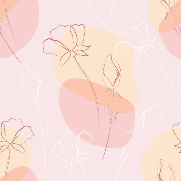 Yulia Maslova Ilustrace Flowers and leaves. Flower seamless pattern., Yulia Maslova, (40 x 40 cm)