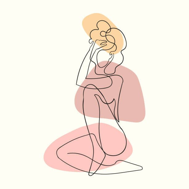Lizaveta Kadol Ilustrace Outline illustration of woman body with blob shape, Lizaveta Kadol, (40 x 40 cm)