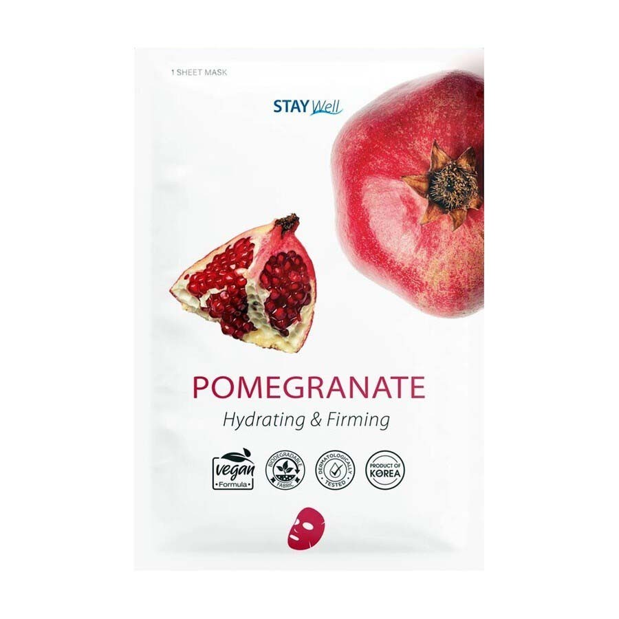 Stay Well Vegan Sheet Mask Pomegranate Maska Na Obličej 23 g