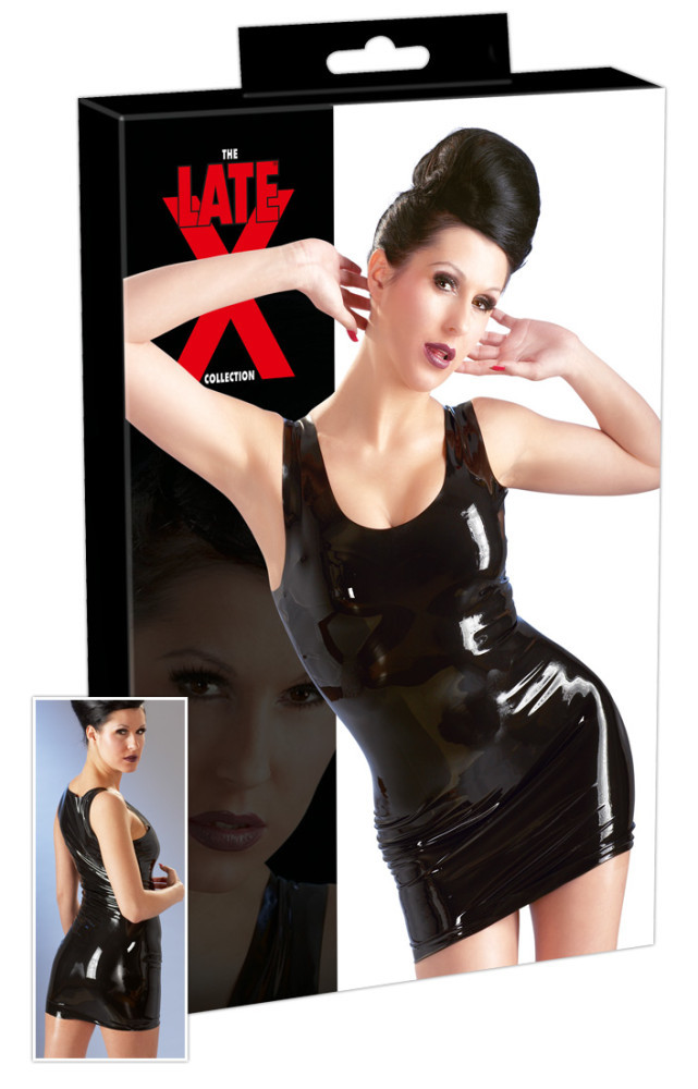 LATEX - mini šaty bez rukávů (černé) - XL