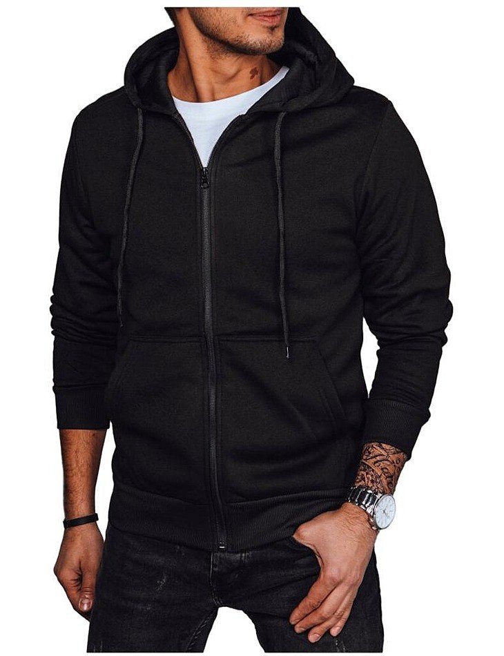 černá mikina na zip s kapucí