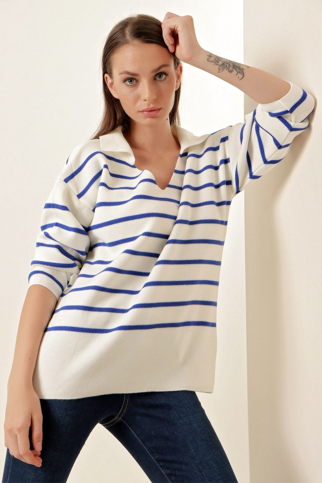 Bigdart 15778 Striped Oversize Sweater - Saks