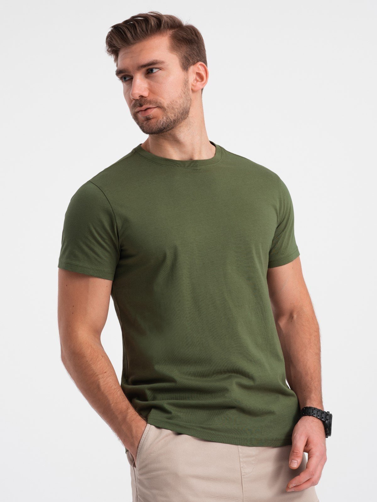 Ombre Classic BASIC men's cotton T-shirt - olive