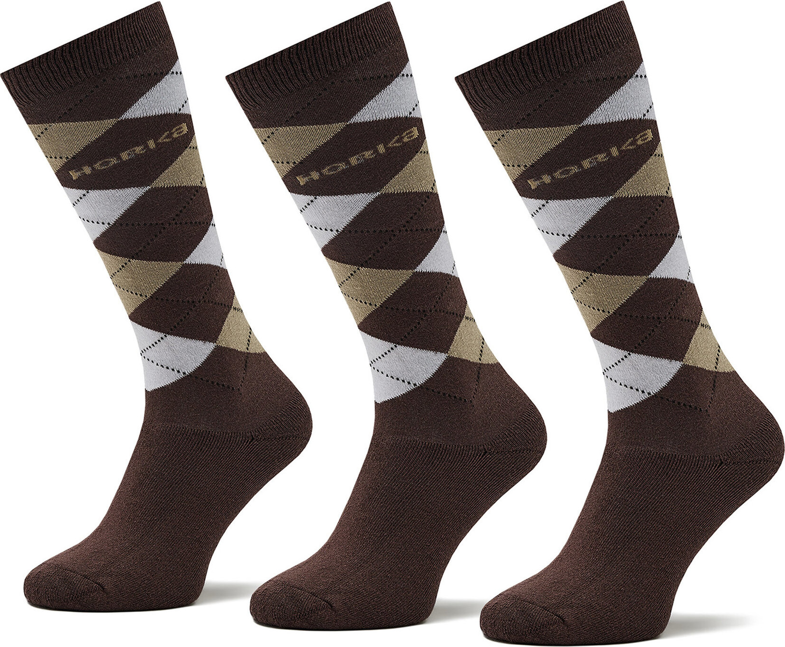 Sada 3 párů vysokých ponožek unisex Horka Riding Socks 145450 Ch Dk.Brown/Beige