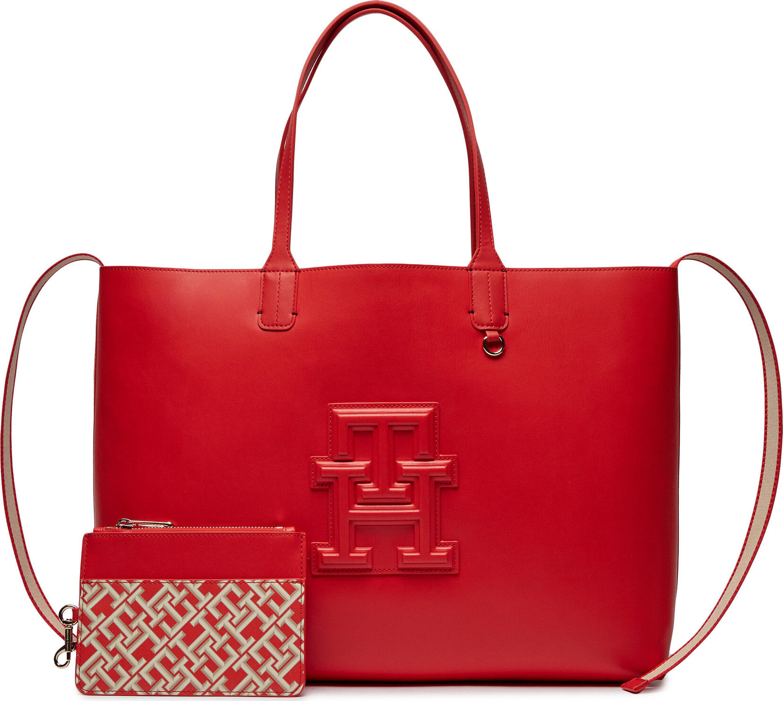 Kabelka Tommy Hilfiger Iconic Tommy Tote Mono Pouch AW0AW16072 Fierce Red XND