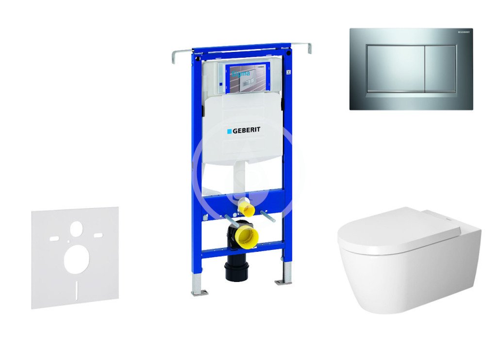 Geberit 111.355.00.5 NM6 - Modul pro závěsné WC s tlačítkem Sigma30, lesklý chrom/chrom mat + Duravit ME by Starck - WC a sedátko, Rimless, SoftClose