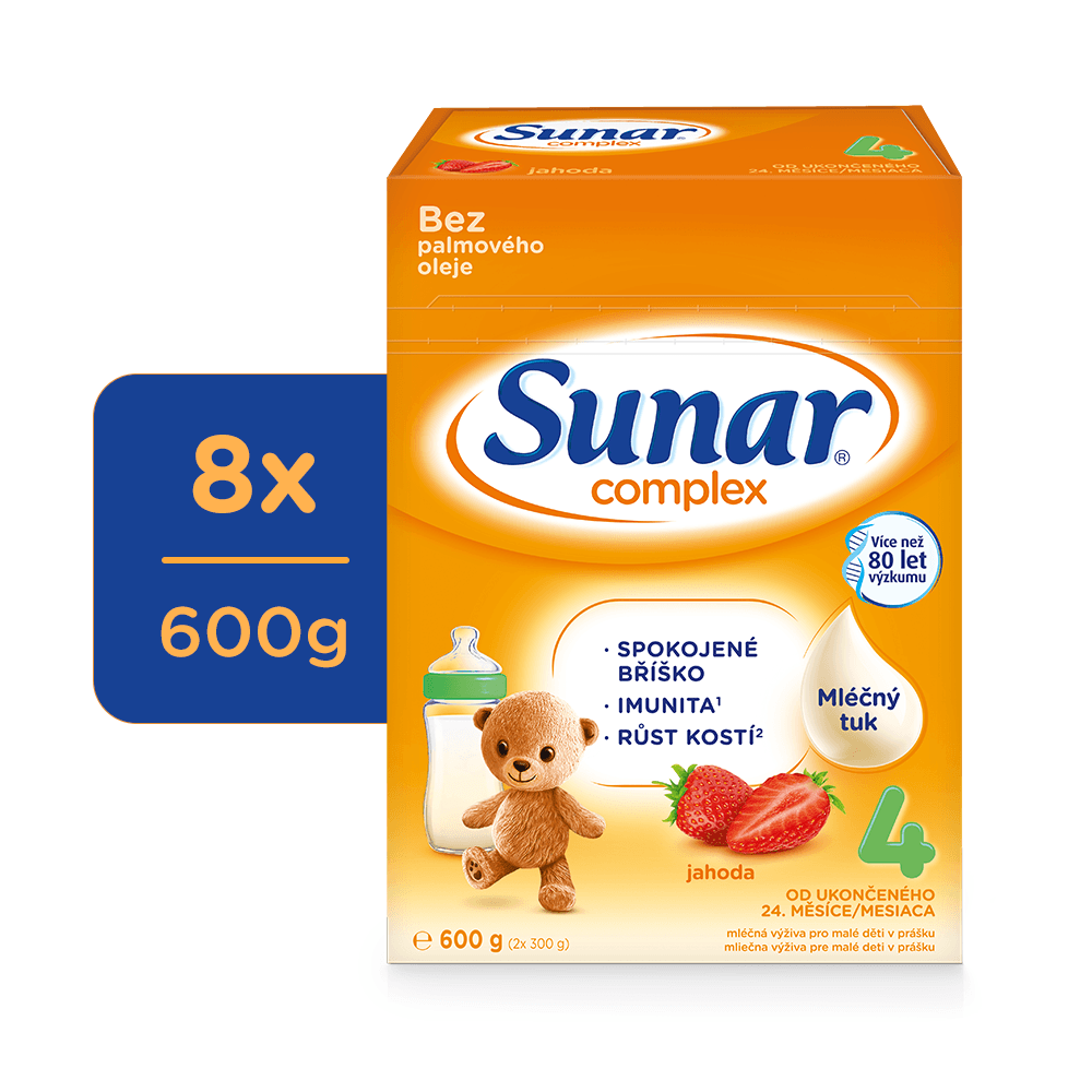 Sunar Complex 4 batolecí mléko jahoda 8 x 600 g