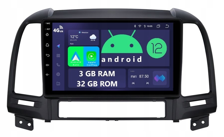 Navigace Rádio 2DIN Android Hyundai Santa Fe 2 II 3/32 Gb Dsp Carplay Lte