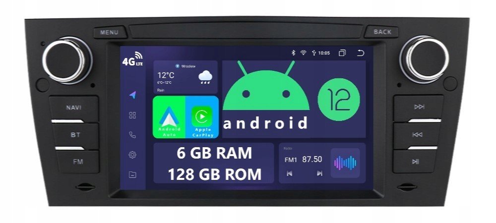 Rádio 2DIN Android Bmw Série 3 E90 E91 E92 E93 6/128GB Dsp Carplay Lte Qled