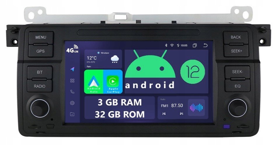 Rádio 2DIN Android Bmw Série 3 E46 Rover 75 Dsp Carplay Lte 3/32GB Qled