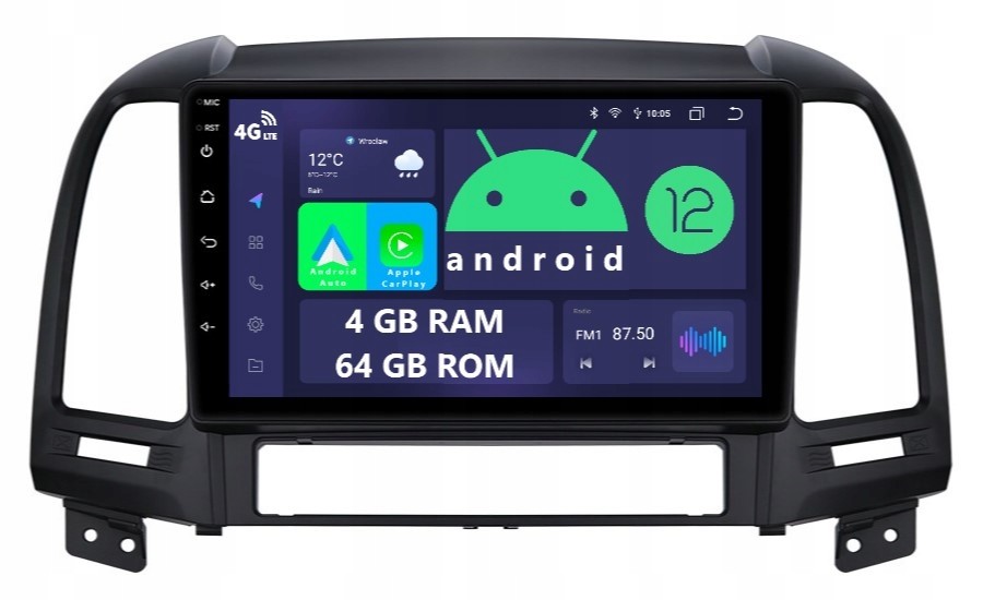 Navigace Rádio 2DIN Android Hyundai Santa Fe 2 II 4/64 Gb Dsp Carplay Lte