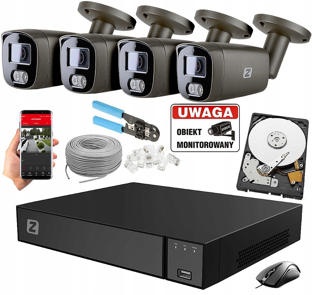 Sada Monitoring 4 Poe kamery 4K Ultra Hd 8Mpx Šedá