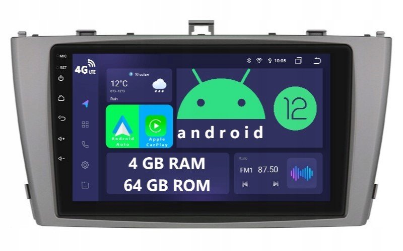 Rádio 2DIN Navigace Android Toyota Avensis T27 4/64 Gb Dsp Carplay Lte