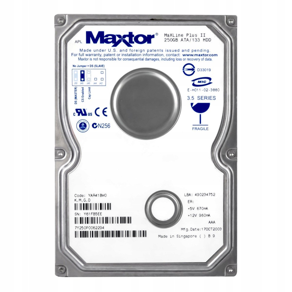 Maxtor MaXLine Plus II 250GB 7.2K 8MB Ata 3.5'' 7Y250P0