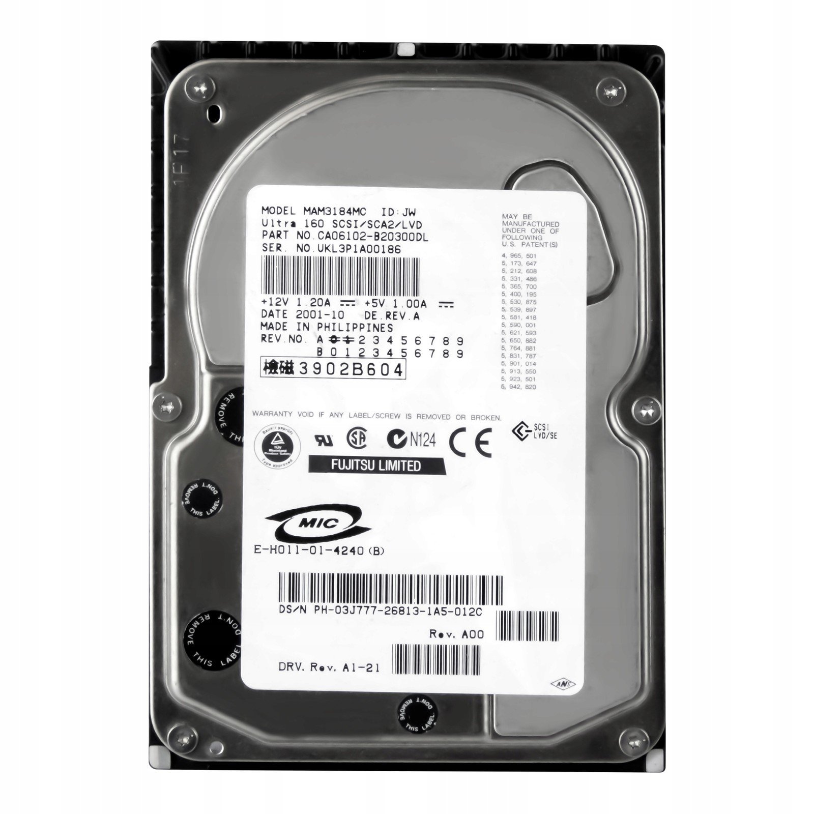 Dell 03J777 18,2GB 15K 8MB Scsi U160 3,5'' MAM3184MC
