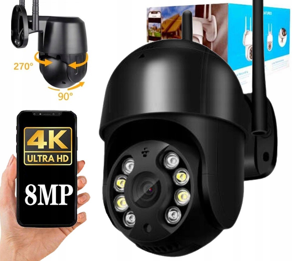 Ip Venkovní Kamera Otočná Černá WiFi 8MP Zoom