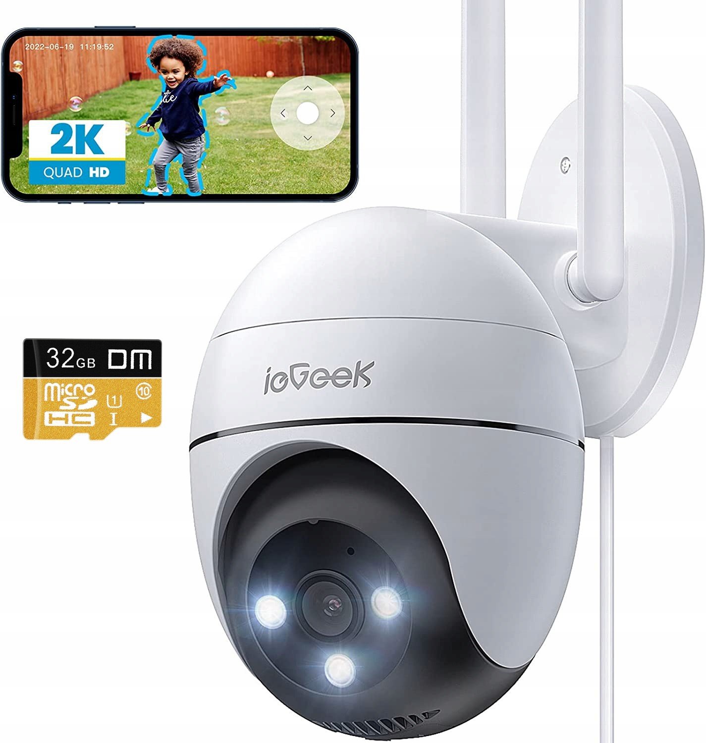 Venkovní Otočná Kamera Wifi Ip 2K Zoom 32GB Sd