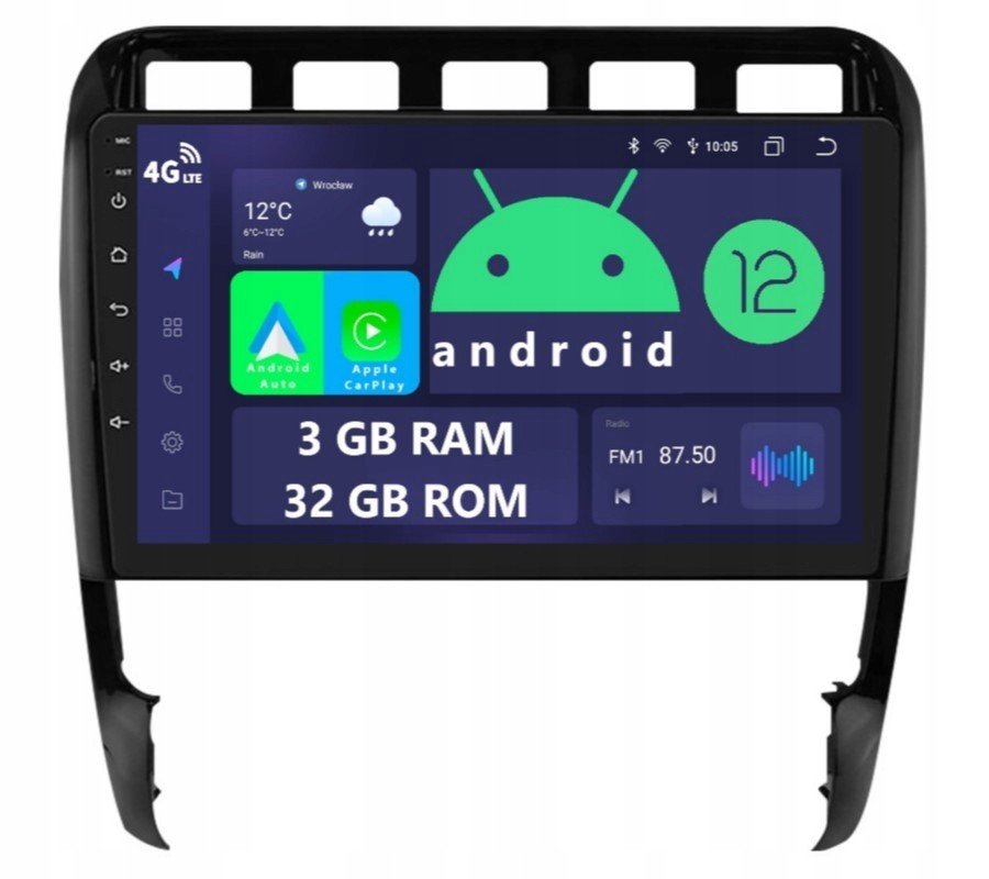 Rádio 2DIN Navigace Android Porsche Cayenne 3/32 Gb Dsp Carplay Lte