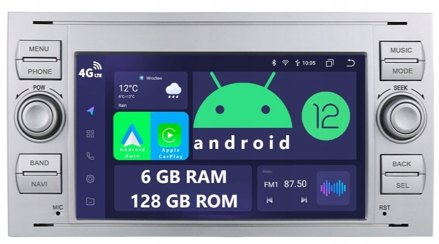 Android Ford Mondeo 4 Fiesta Fusion Kuga 1 S-max C-max Carplay 6/128G