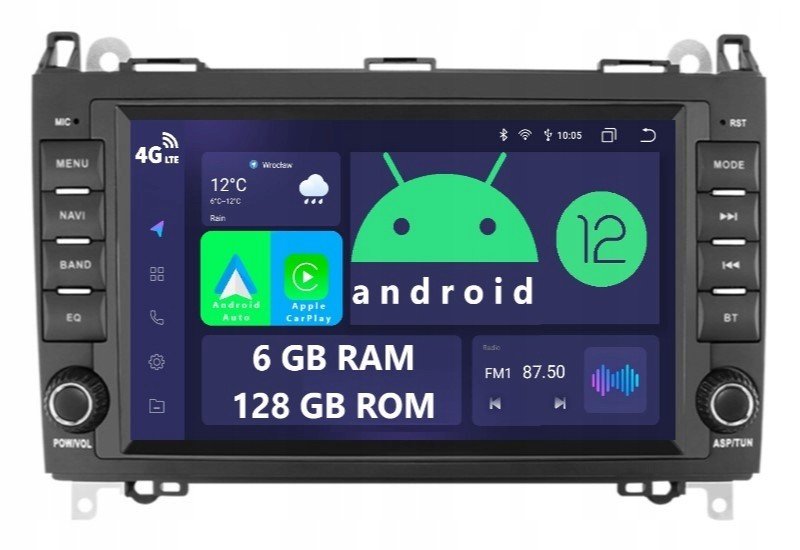 Rádio 2DIN Android Mercedes A W169 B W245 Viano Vito W639 Sprinter W906 6GB