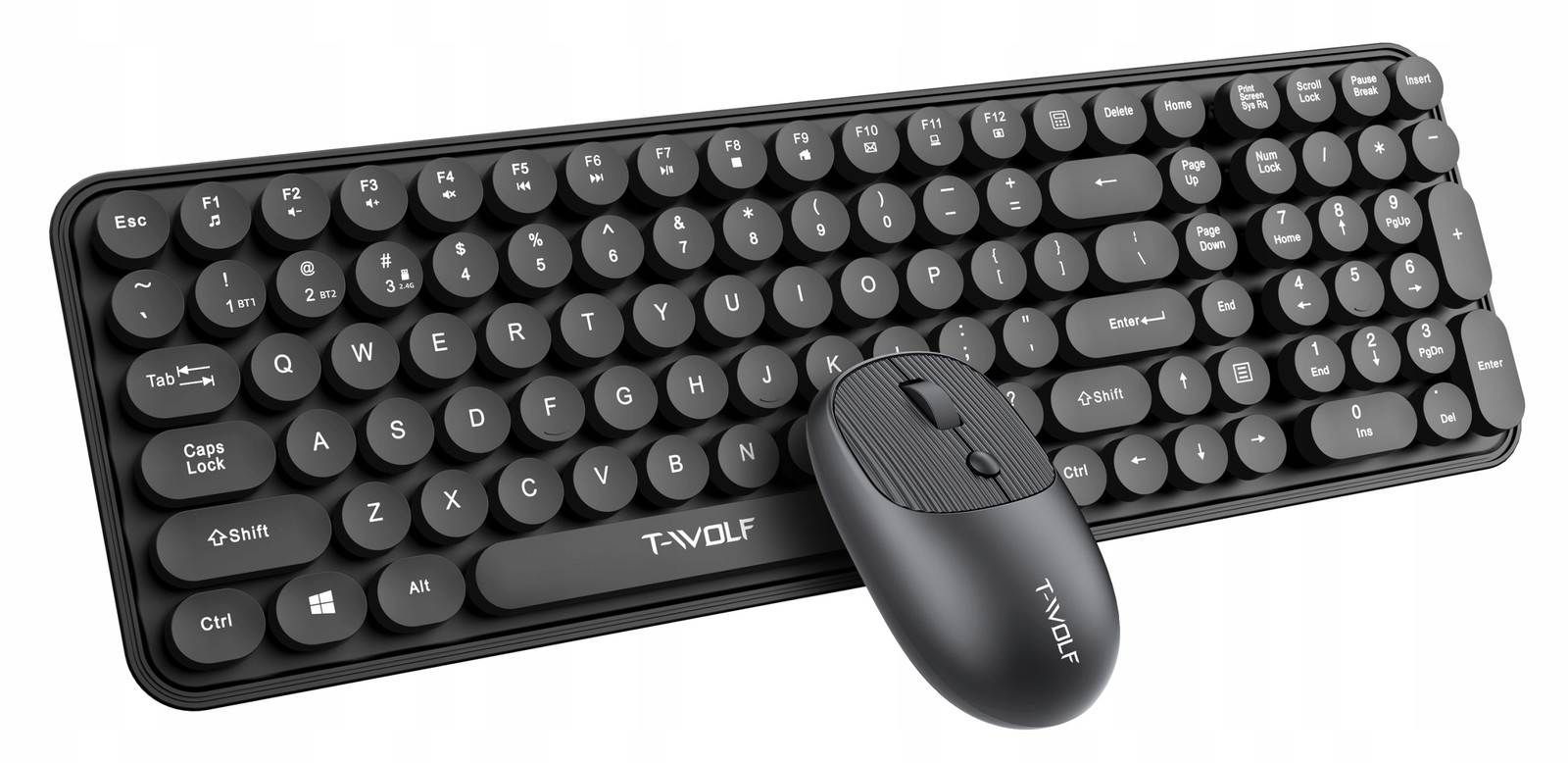 Set bezdrátové klávesnice myši T-Wolf TF350 Retro klávesy