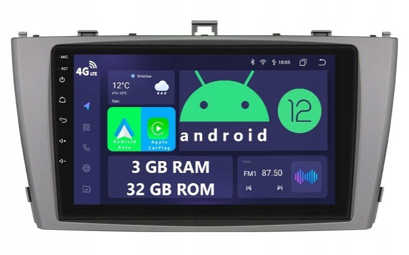 Radio 2DIN Navigace Android Toyota Avensis T27 3/32 Gb Dsp Carplay Lte