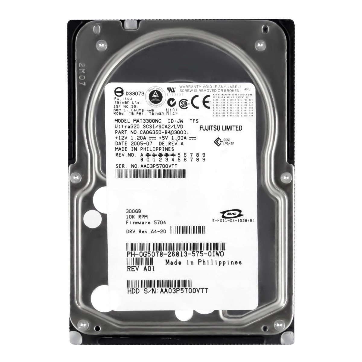 Dell 0G5078 300GB 10K 8MB Scsi U320 3,5'' MAT3300NC