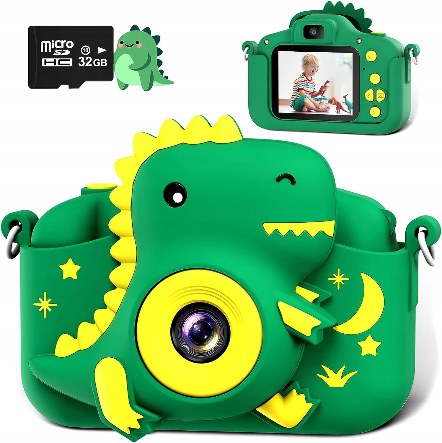 Dětský Digitální Fotoaparát Dinosaurus Selfie Kamera+karta 32GB