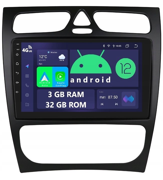 Navigace Android 2DIN Mercedes W203 w209 3/32 Gb Dsp Carplay Lte