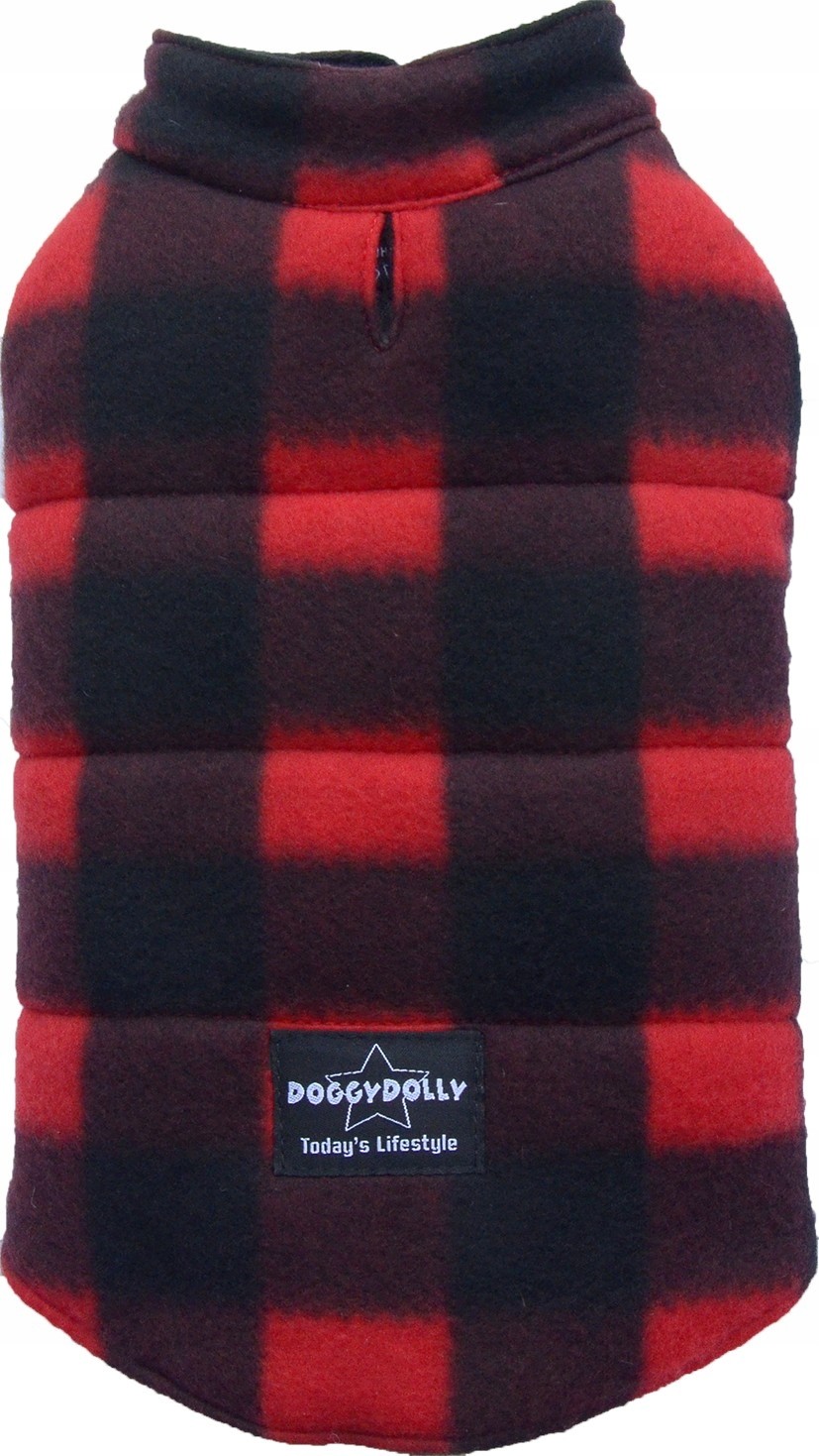 DoggyDolly Fleecová kostkovaná bunda pro psa L