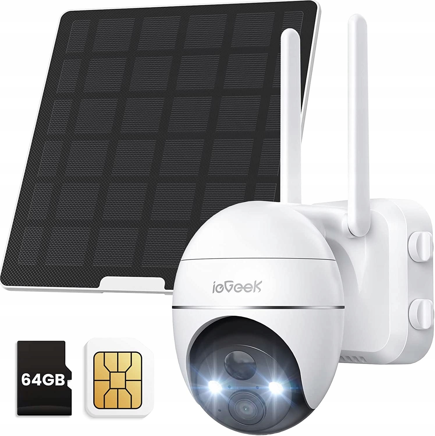 2K Solární kamera Otočná Gsm 3G/4G Lte Sim 64GB