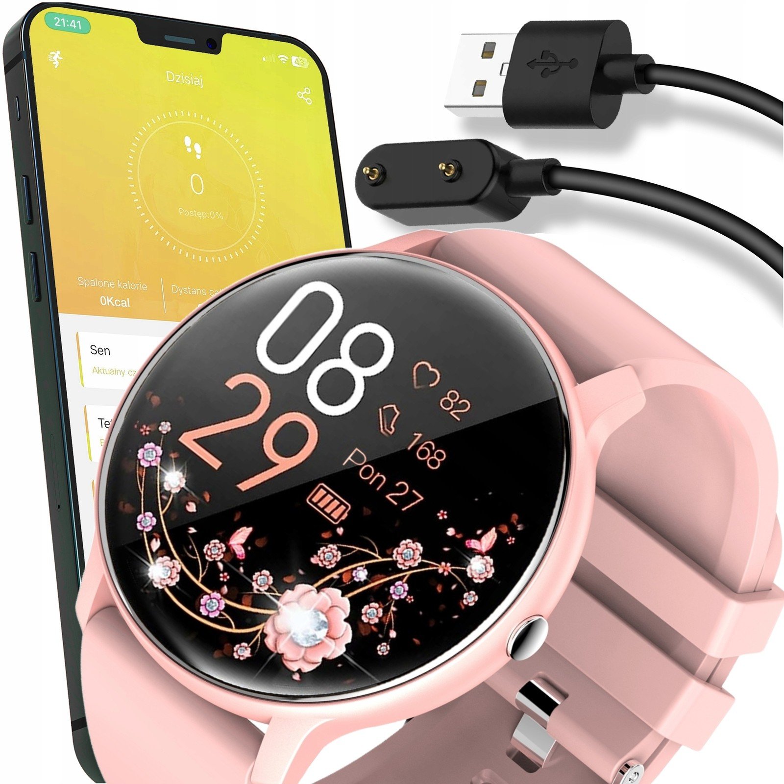 Smartwatch Dámské vodotěsné hodinky s Polské Menu 300mAh