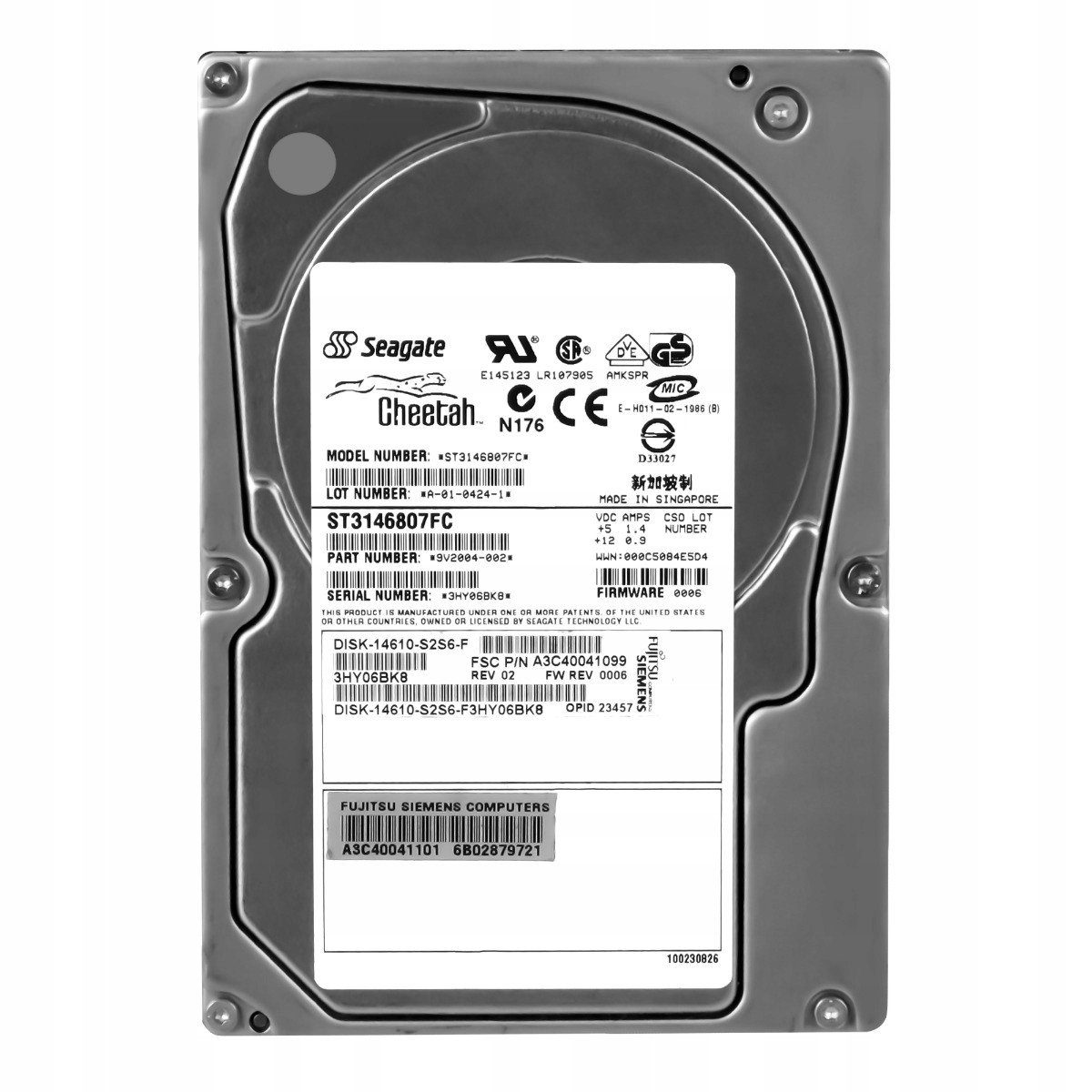 Fujitsu A3C40041099 146GB 10K 8MB Fc 3,5'' ST3146807FC