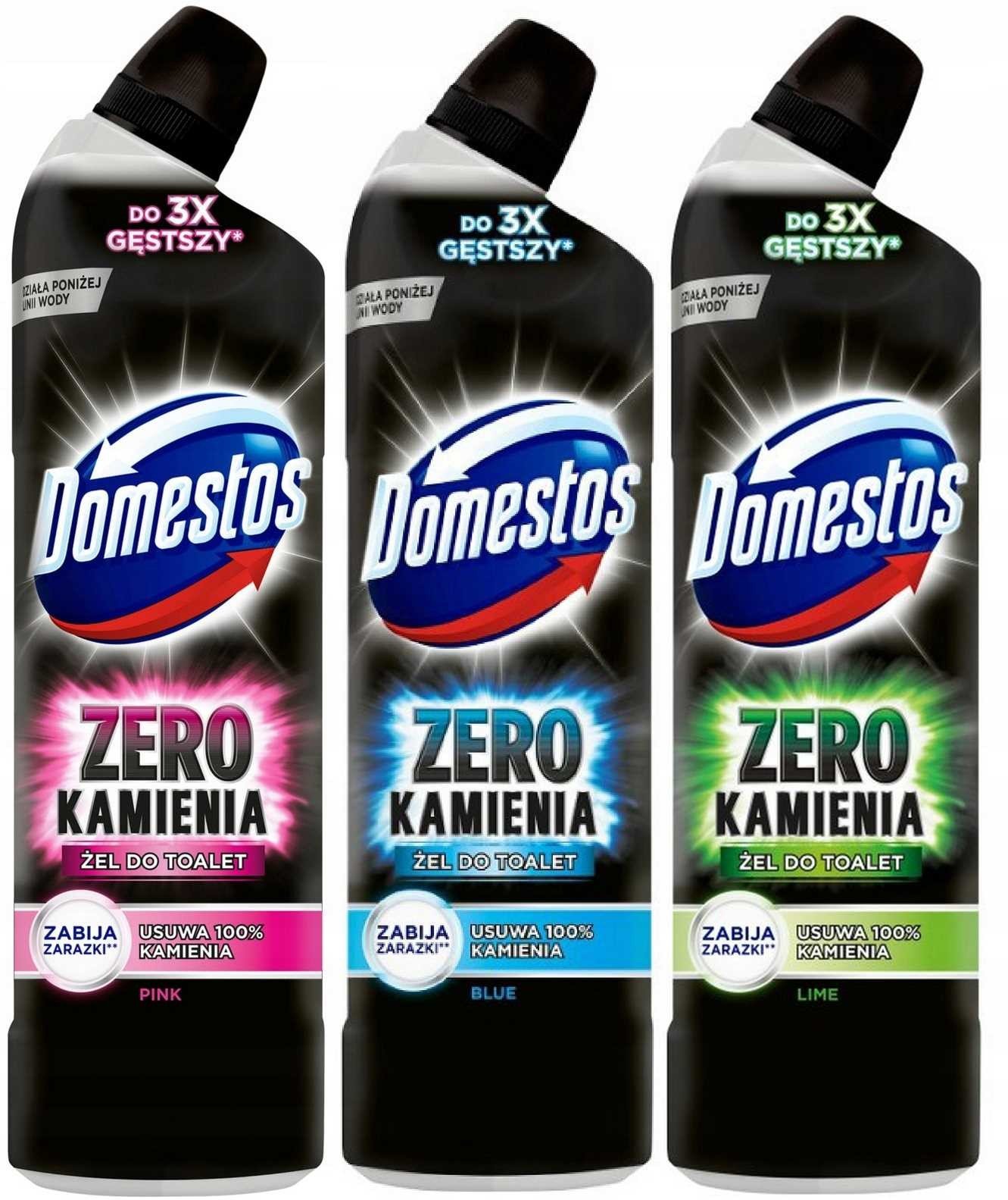 Sada 3x 750ml Domestos Zero Wc kamenů Velmi Účinný