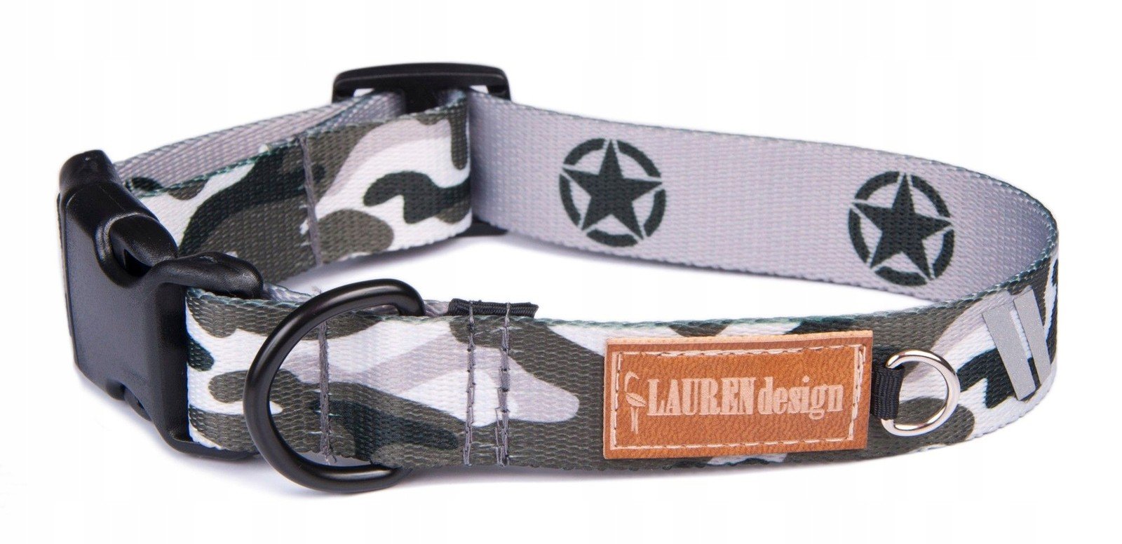 Lauren design obojek s přezkou Military pro psa L