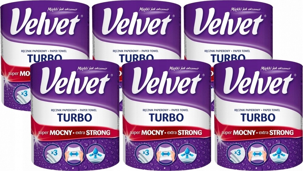 Velvet Turbo Silný kuchyňský ručník x6 Rolek