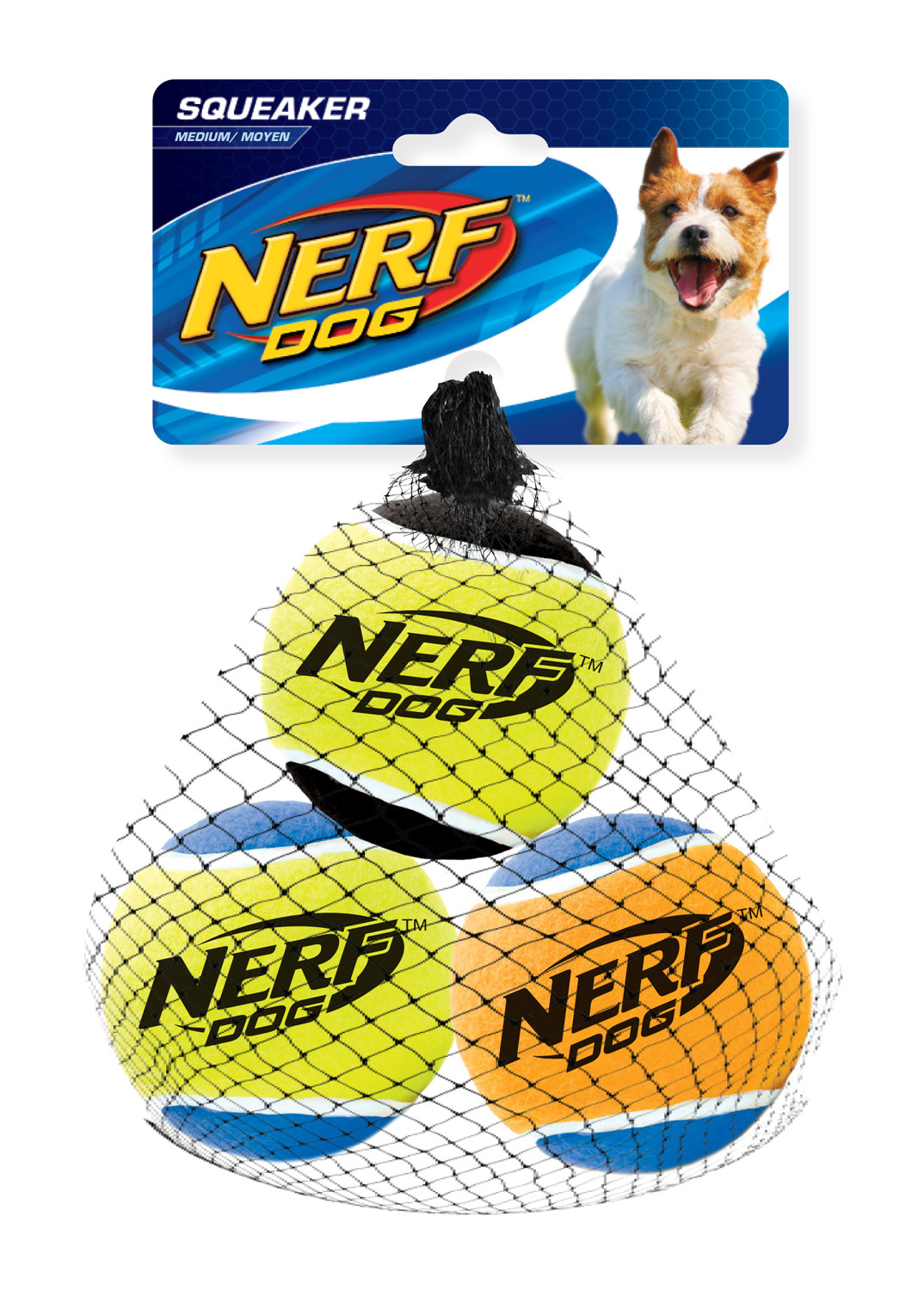 Pískací míček Nerf pro psa M 3 ks