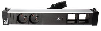 BACHMANN Systém POWER FRAME, box pro 6 modulů, 2x zásuvka CZ + zdroj 60W (USB C)+ 2x volné