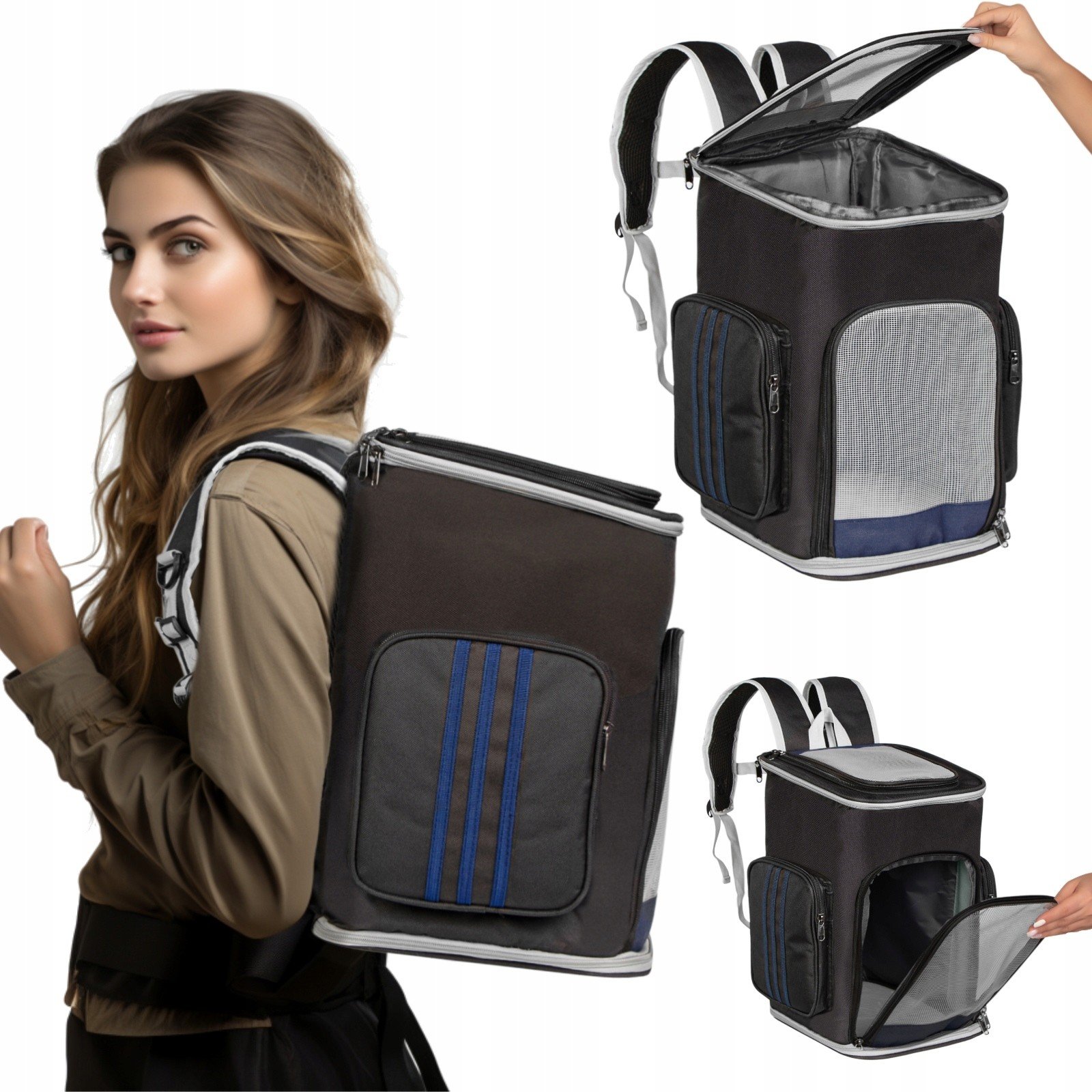 Přepravka Pro Zvířata Batoh Otevíratelný Shora S Vodítkem Ventilace